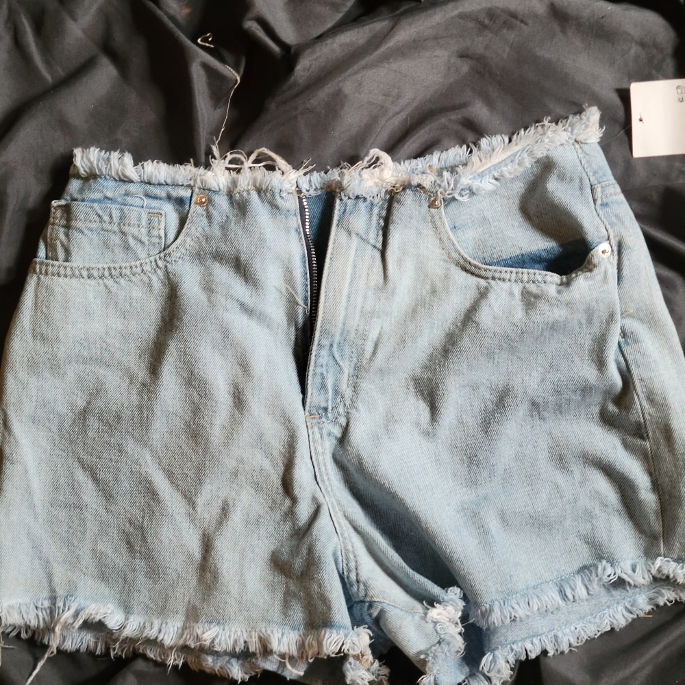 Light Blue Denim Frayed Forever 21 Women's Shorts